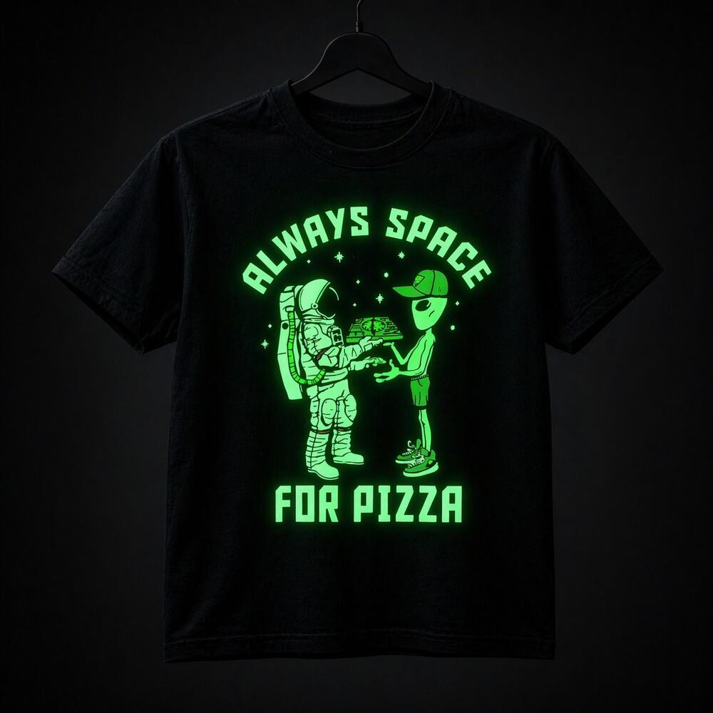 Rumi + Ryder Glow-in-the-Dark “Always Space for Pizza” Tee – Boys 4T